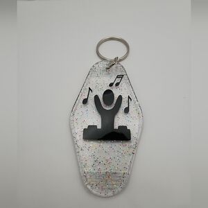 Motel Keychain Custom Retro Styled Clear Glitter DJ Keychain Keyring